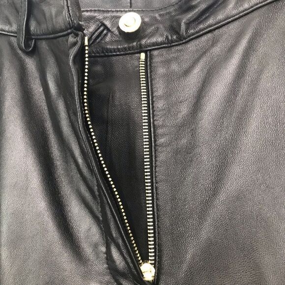 St. John Sport Black 100% Leather Straight Leg Zip Pocket Ankle Pants - Picture 11 of 16
